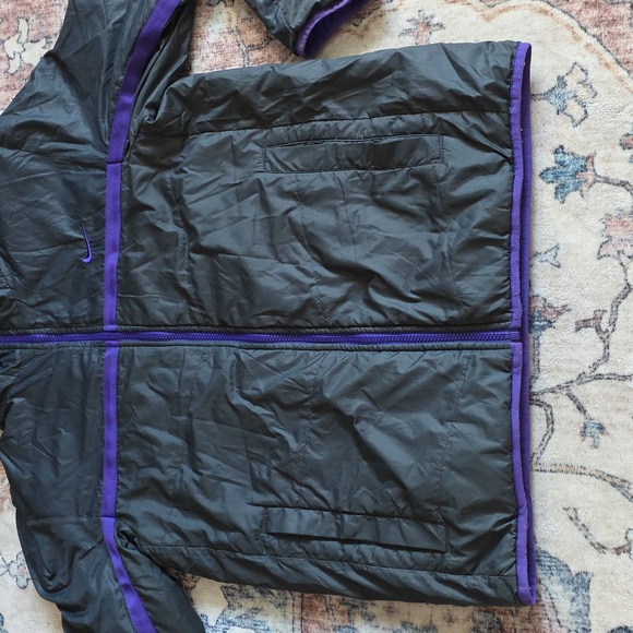Vintage y2k Nike Reversible Hooded Quilted Puffer Jacket  Black Purple Sz LG - Picture 12 of 16